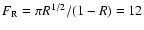 $F_{\rm R}= \pi R^{1/2}/(1-R)=12$