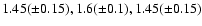 $1.45(\pm0.15),1.6(\pm0.1),1.45(\pm0.15)$