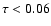 $\tau<0.06$