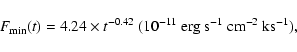 \begin{displaymath}F_{\min}(t)=4.24\times t^{-0.42} \ \rm (10^{-11}~ erg~ s^{-1}~ cm^{-2}~ ks^{-1}),
\end{displaymath}