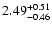 $\rm 2.49_{-0.46}^{+0.51}$