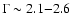 $\Gamma\sim2.1{-}2.6$