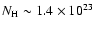 $N_{\rm H}\sim1.4\times10^{23}$