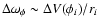 $\Delta \omega_{\phi} \sim \Delta V(\phi_{i})/ r_{i}$