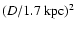 $(D/1.7~{\rm kpc})^2$
