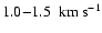 $1.0{-}1.5~~{\rm km}~{\rm s}^{-1}$