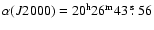 $\alpha(J2000)=20^{\rm h}26^{\rm m}43~\hbox{$.\!\!^{\rm s}$ }56$