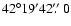 $42^\circ19'42\hbox{$.\!\!^{\prime\prime}$ }0$