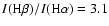 $I({\rm H\beta}) / I({\rm H\alpha})=3.1$