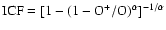 ${\rm ICF=[1-(1-O^{+}/O)^{\alpha}]^{-1/\alpha}}$