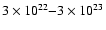 $3 \times 10^{22}{-}3 \times 10^{23}$