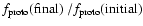 $f_{\rm proto}({\rm final}) \ / f_{\rm proto}({\rm initial})$