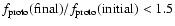 $f_{\rm proto}({\rm final}) /
f_{\rm proto}({\rm initial}) < 1.5$