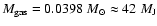 $M_{\rm gas} = 0.0398~ {M_\odot}
\approx 42~M_{\rm J}$