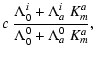 $\displaystyle c~\frac{\Lambda^i_0+\Lambda^i_a~K_m^a}{\Lambda^0_0 + \Lambda^0_a~K^a_m},$