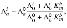 $\displaystyle \Lambda^i_a-\Lambda^0_a\frac{\Lambda^i_0+\Lambda^i_b~K^b_m}{\Lambda^0_0+\Lambda^0_b~K^b_m},$