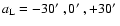 $a_{\rm L}=-30\hbox{$^\prime$ }, 0\hbox{$^\prime$ }, +30\hbox{$^\prime$ }$