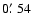 $0\hbox{$.\mkern-4mu^\prime$ }54$