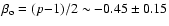 $\beta_{\rm o} = (p{-}1)/2 \sim -0.45\pm 0.15$