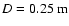 $D=0.25\;{\rm m}$