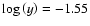 $\log\left(y\right) =-1.55$