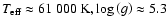 $T_{\rm eff}\approx 61~000~{\rm K}, \log\left(g\right) \approx 5.3$
