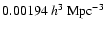 $0.00194~h^3~{\rm Mpc}^{-3}$