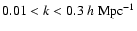 $0.01<k<0.3~h~{\rm Mpc}^{-1}$