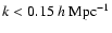 $k < 0.15~h~{\rm Mpc}^{-1}$