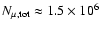 $N_{{\mu},{\rm tot}}\approx1.5\times10^6$