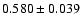 $0.580\pm0.039$