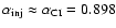 $\alpha_{\rm inj}\approx \alpha_{\rm CI}=0.898$