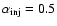 $\alpha_{\rm inj} = 0.5$