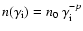 $n(\gamma_{\rm i})=n_{0}~\gamma_{\rm i}^{-p}$