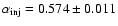 $\alpha_{\rm inj}=0.574\pm0.011$