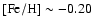 $\rm [Fe/H]\sim -0.20$