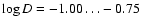 $\log D = -1.00 \dots
-0.75$