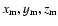 $x_{\rm m}, y_{\rm m}, z_{\rm m}$