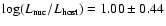 $\log(L_{\rm nuc}/L_{\rm host})=1.00\pm0.44$