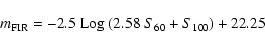 \begin{displaymath}m_{\rm FIR} = -2.5\ {\rm Log}~(2.58\ S_{60}+S_{100})+ 22.25
\end{displaymath}