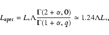 \begin{displaymath}
L_{\rm aper} = L_* \Lambda \frac{\Gamma(2+\alpha,0)}{\Gamma(1+\alpha,q)}\simeq 1.24 \Lambda L_* ,
\end{displaymath}