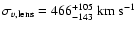 $\sigma_{v,{\rm } \rm lens}=466^{\rm +105}_{-143}~ {\rm km~ s}^{-1}$