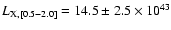 $L_{{\rm X},[0.5{-}2.0]}=14.5\pm2.5\times10^{43}$