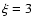 $\xi = 3$