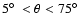 $5\hbox{$^\circ$ }< \theta < 75\hbox{$^\circ$ }$