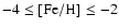 $\rm -4\le[Fe/H]\le-2 $