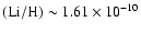 $\rm (Li/H)\sim 1.61\times10^{-10}$