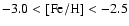 $-3.0 < \rm [Fe/H] < -2.5$
