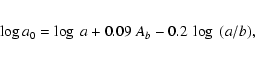 \begin{eqnarray*}\log a _{0} = \log~a + 0.09~A _{b} - 0.2~\log~(a/b),
\end{eqnarray*}