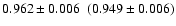 $0.962 \pm 0.006 ~~ (0.949 \pm 0.006) $